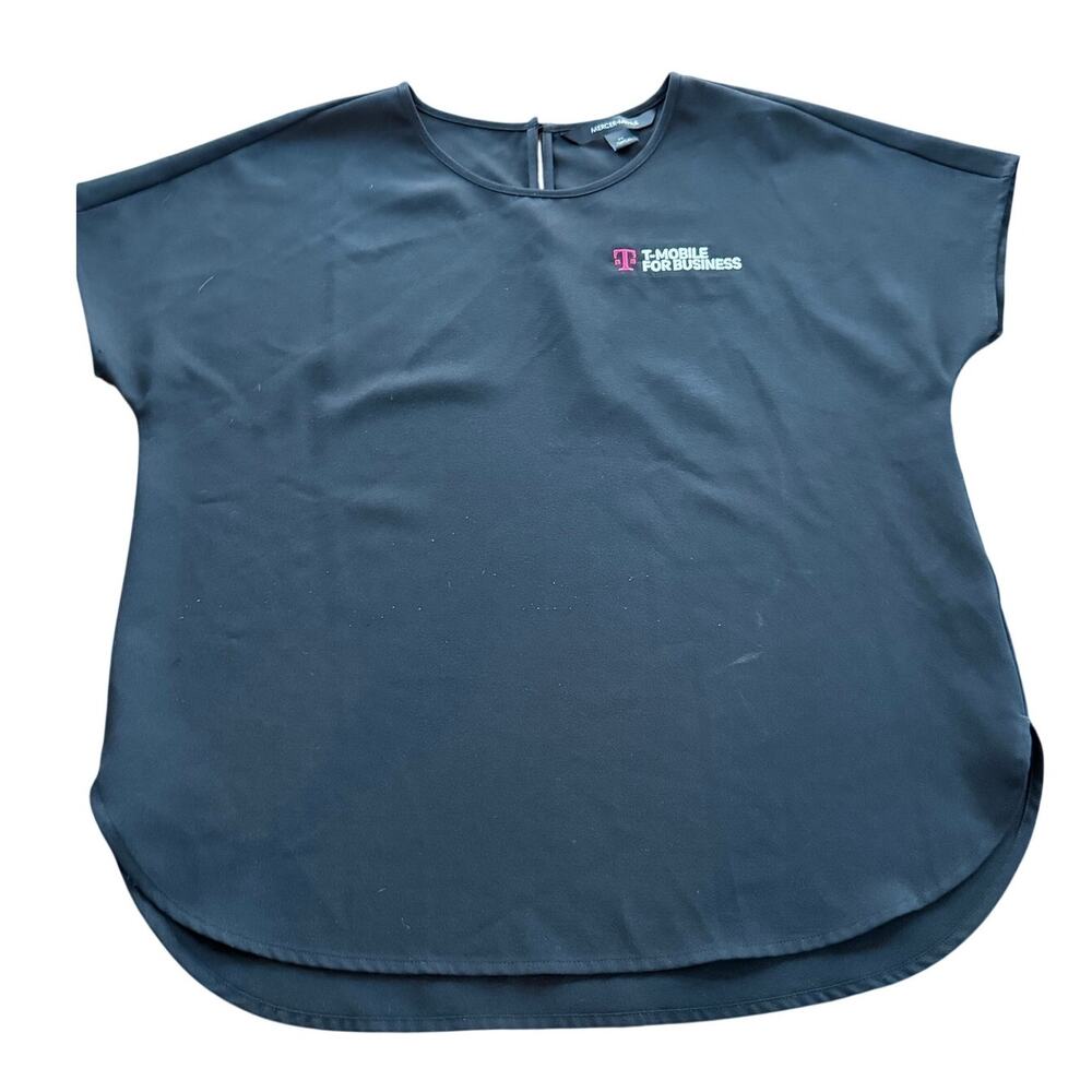 Mercer Black T-Mobile For Business Short Sleeve Top Blouse Size Medium